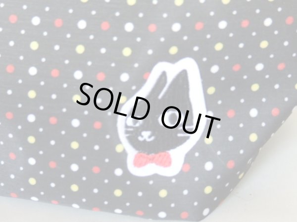 画像6: 猫人間水玉ドット柄手提げバッグ黒 (6)