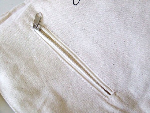 画像7: レディース親子犬イラストかわいい天ファスナートートバッグ／アイボリー (7)