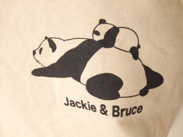 画像8: レディース親子パンダ柄可愛い天ファスナートートバッグ／アイボリー (8)