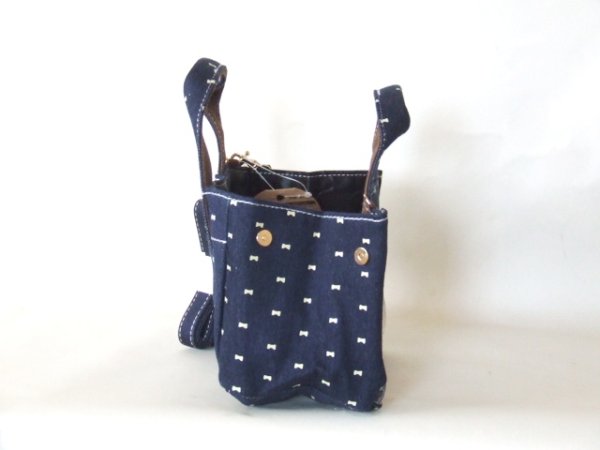 画像6: スマホの操作をカバンに入れたまま出来る2wayミニトートバッグ／リボン柄（２色有） (6)