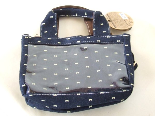 画像4: スマホの操作をカバンに入れたまま出来る2wayミニトートバッグ／リボン柄（２色有） (4)