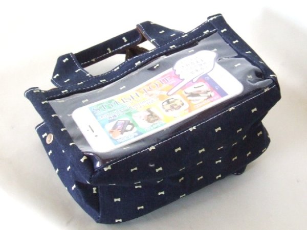 画像3: スマホの操作をカバンに入れたまま出来る2wayミニトートバッグ／リボン柄（２色有） (3)