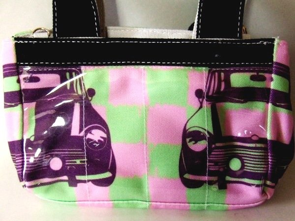 画像3: スマホの操作が透明ポケットに入れたまま出来る2wayミニトートバッグ車（２色有） (3)