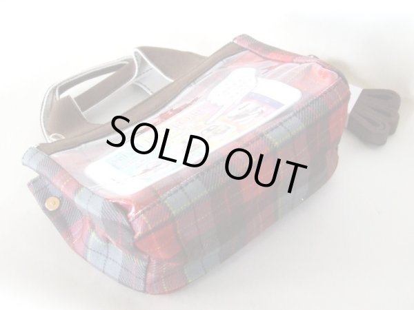 画像4: スマホの操作が透明ポケットに入れたまま出来る2wayミニトートバッグ／タータンチェック（２色有）【メール便ok】 (4)