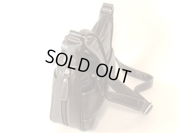 画像5: 拡幅機能付きレディース合成皮革機能的な斜め掛けショルダーバッグ／黒 (5)