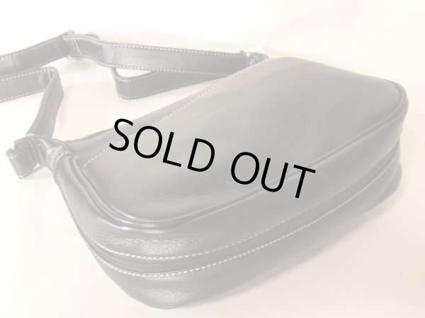 画像3: 拡幅機能付きレディース合成皮革機能的な斜め掛けショルダーバッグ／黒 (3)