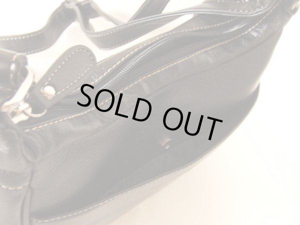 画像7: 拡幅機能付きレディース合成皮革機能的な斜め掛けショルダーバッグ／黒 (7)