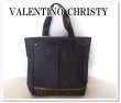 画像1: VALENTINO CHRISTYレディース英字ロゴテープトートバッグ／黒 (1)