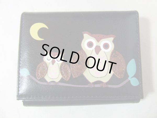 画像2: 縁起の良い親子ふくろうイラスト二つ折り財布セパレートタイプ（5色有） (2)