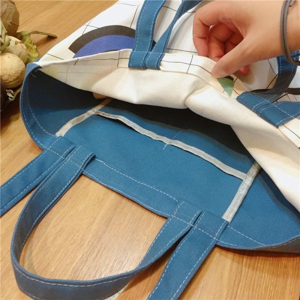 画像3:  レディースかわいいイエローフラワーイラストの2WAYキャンバストートバッグ (3)