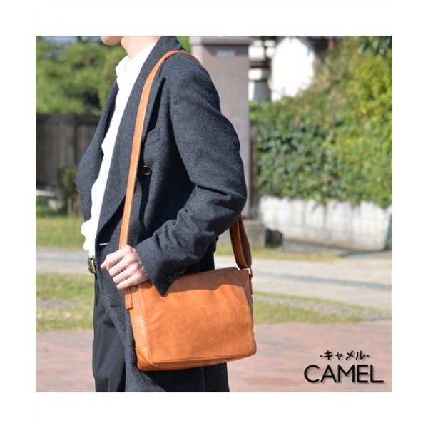 画像18: シンプルレザーかっこいい小さめサイズ合皮ショルダーバッグ（６色有） (18)