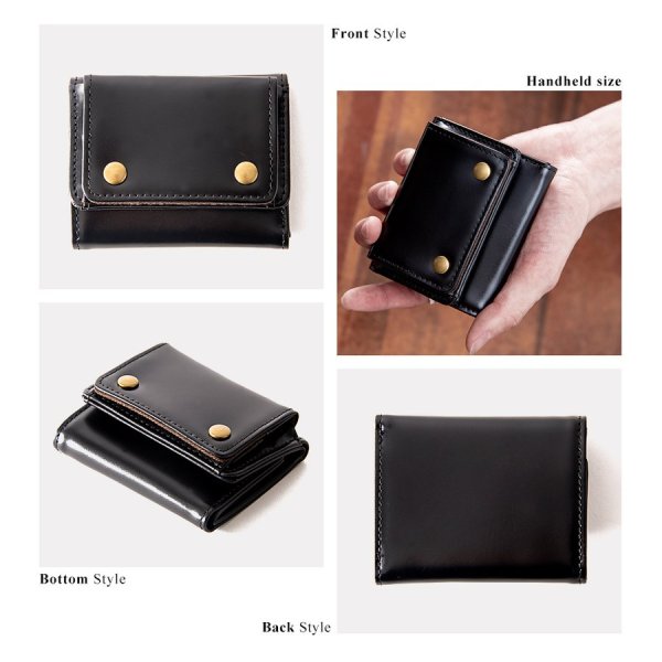 画像8: ＜sale＞本革レザーRenameシンプルなレトロ調３つ折りコンパクト財布ユニセックス（２色有） (8)