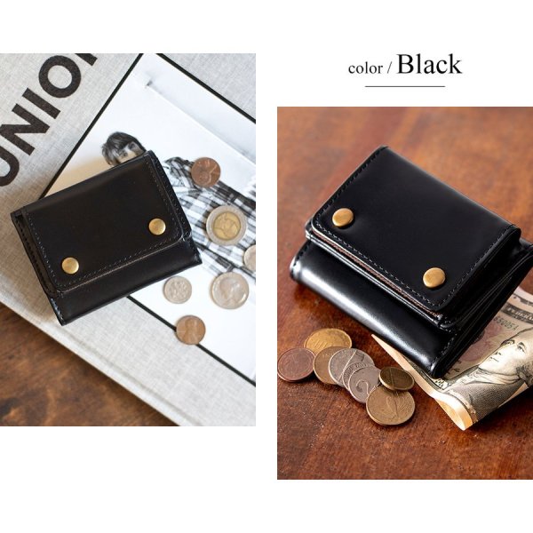 画像6: ＜sale＞本革レザーRenameシンプルなレトロ調３つ折りコンパクト財布ユニセックス（２色有） (6)