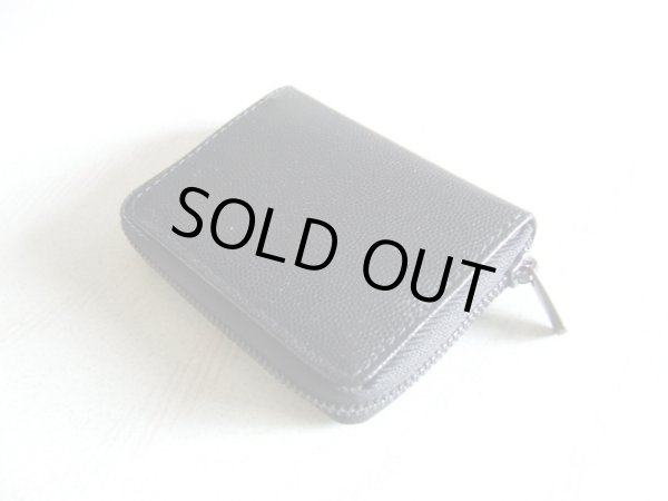 画像3: イタリアンレザー天然皮革手のひらサイズ２室式小銭入れコインケース／ドットシボ黒＜送料無料＞ (3)