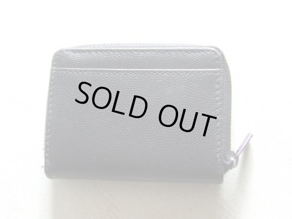 画像2: イタリアンレザー天然皮革手のひらサイズ２室式小銭入れコインケース／ドットシボ黒＜送料無料＞ (2)