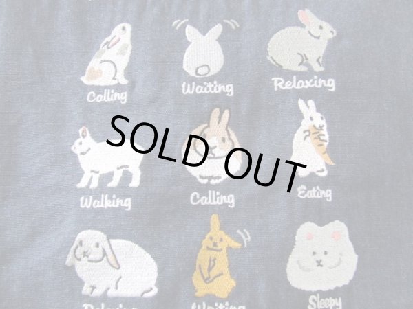 画像2: オール刺繍レディースかわいいラビット９柄トートバッグ／ネイビー＜送料無料＞ (2)