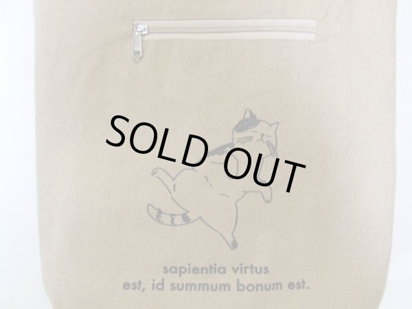 画像2: レディースお魚くわえた猫グラフィックキャンバストートバッグ／ベージュ＜送料無料＞ (2)