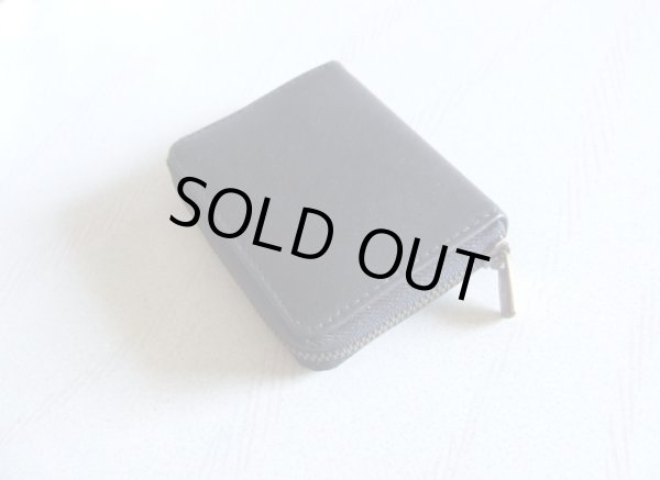 画像3: イタリアンレザー天然皮革アンティーク調ファスナー手のひらサイズ２室式小銭入れ／黒＜送料無料＞ (3)