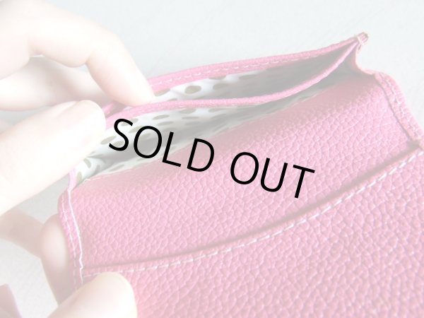 画像6: ＜訳あり＞働く女性の声が形になった！両面牛革使用の高級感があるリボンモチーフ名刺入れ／レッドピンク (6)