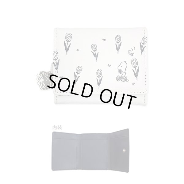 画像2: スヌーピー＆ウッドストック花柄３つ折りコンパクト財布／オフホワイト (2)
