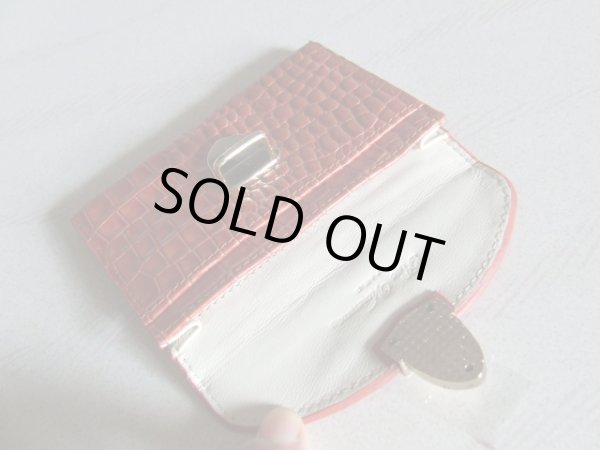 画像4: ＜訳あり＞高級感があるイアリアレザークロコ柄の名刺入れ／レッド＜送料無料＞ (4)