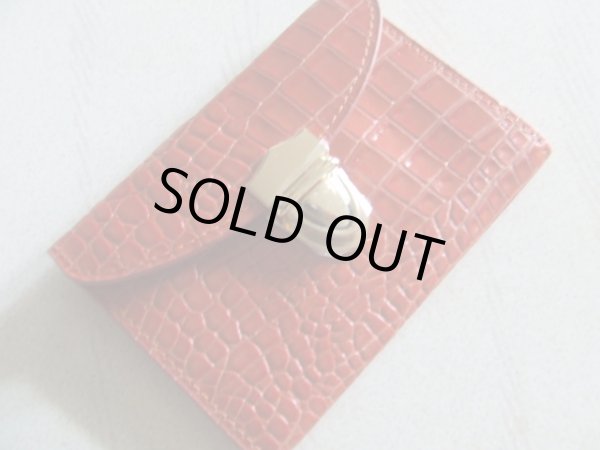 画像3: ＜訳あり＞高級感があるイアリアレザークロコ柄の名刺入れ／レッド＜送料無料＞ (3)