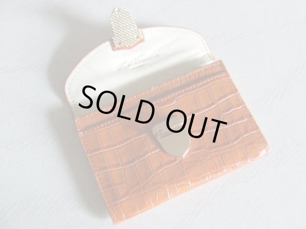 画像3: ＜訳あり＞高級感があるイアリアレザークロコ柄の名刺入れ／オレンジ＜送料無料＞ (3)