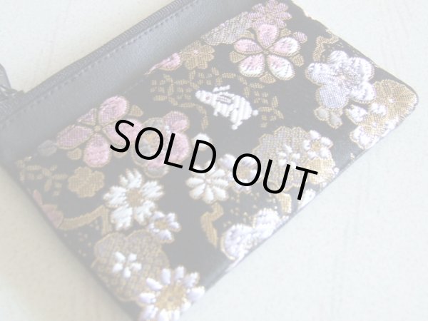 画像3: 京都西陣織　和柄四角小銭ケース＜日本製＞花うさぎ（送料無料） (3)