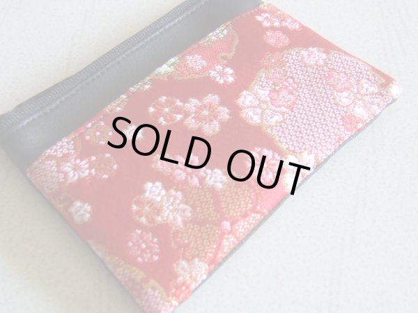 画像3: 京都西陣織　和柄四角小銭ケース＜日本製＞桜赤＜送料無料＞ (3)