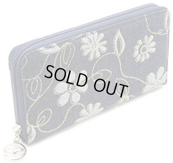 画像3: ＜訳あり＞サボイ(SAVOY)デニム地に花模様をプリントした長財布レディース (3)