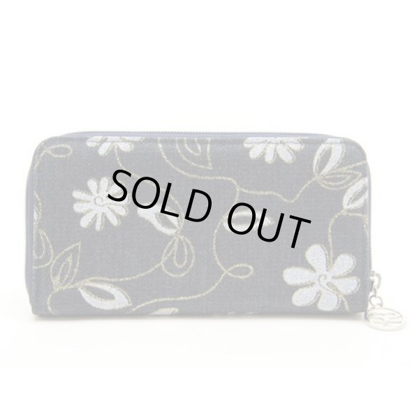 画像2: ＜訳あり＞サボイ(SAVOY)デニム地に花模様をプリントした長財布レディース (2)