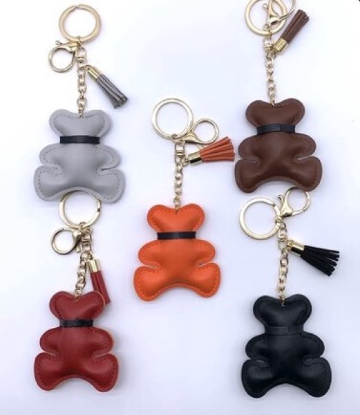 画像6: 高級感ある合皮バッグチャーム（くま）ストラップ／ブラック (6)