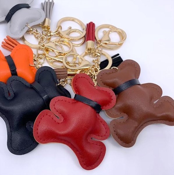 画像7: 高級感ある合皮バッグチャーム（くま）ストラップ／ブラック (7)