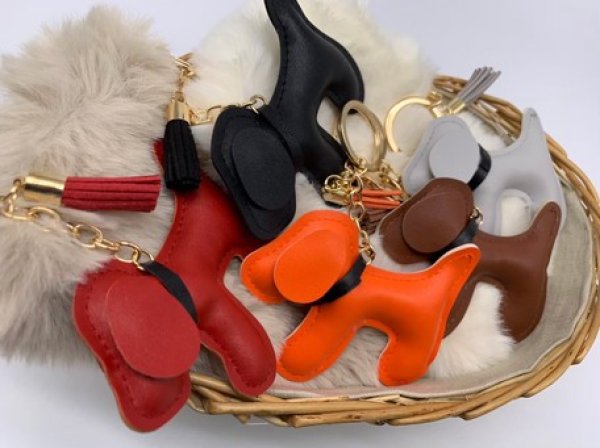 画像6: 高級感ある合皮バッグチャーム（犬）ストラップ／赤 (6)