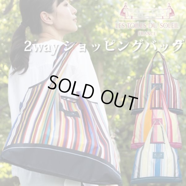 画像2: レ・トワールドュ・ソレイユおしゃれで鮮やかな2way折りたたみショッピングエコバッグ (2)