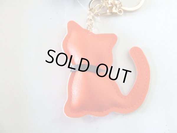 画像3: 愛猫家におすすめ！高級感ある合皮バッグチャーム（猫）ストラップ／オレンジ＜送料無料＞ (3)