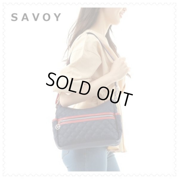 画像1: ＜sale＞サボイ(SAVOY)ロゴキルティングレディースナイロン素材ショルダーバッグ (1)