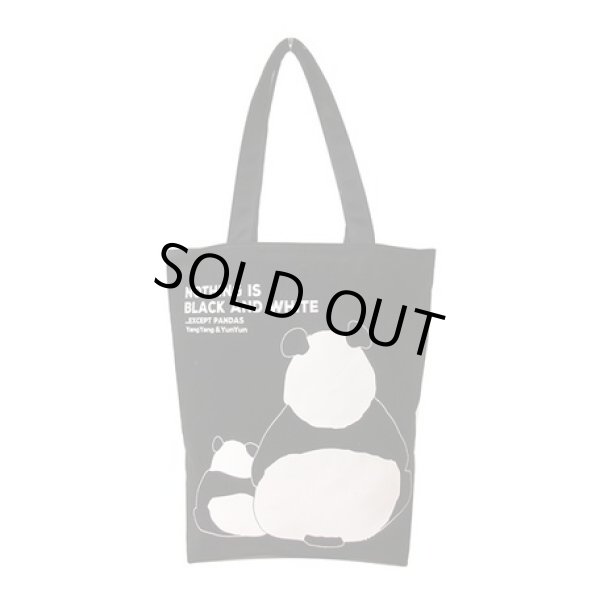 画像2: 親子パンダ柄かわいい天ファスナートートバッグ／ブラック (2)