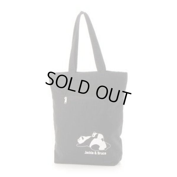 画像3: 親子パンダ柄かわいい天ファスナートートバッグ／ブラック (3)