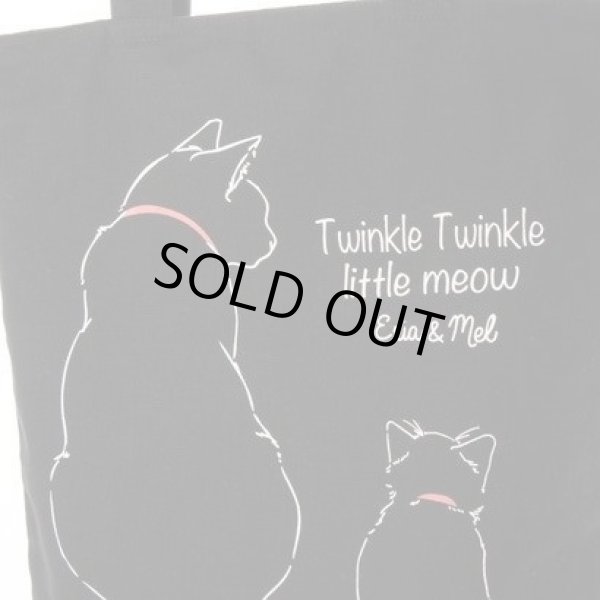 画像4: ＜親子猫＞レディースかわいいイラストトートバッグ／黒 (4)