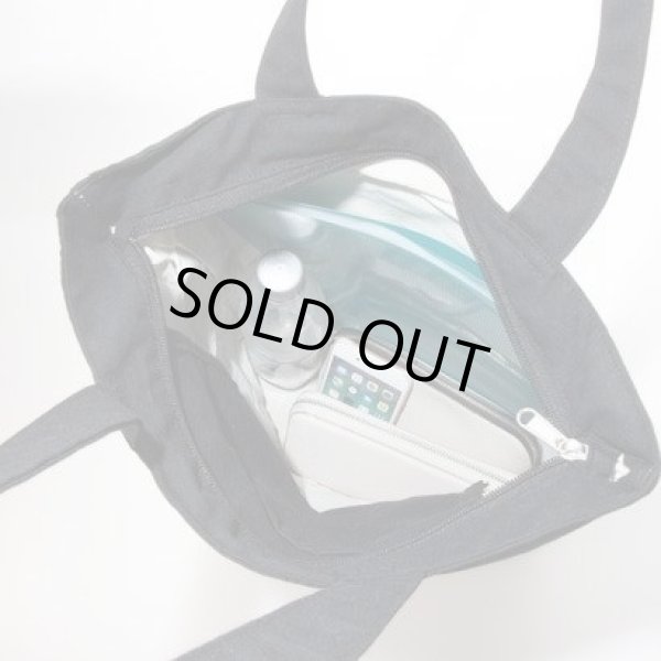 画像10: 親子パンダ柄かわいい天ファスナートートバッグ／ブラック (10)