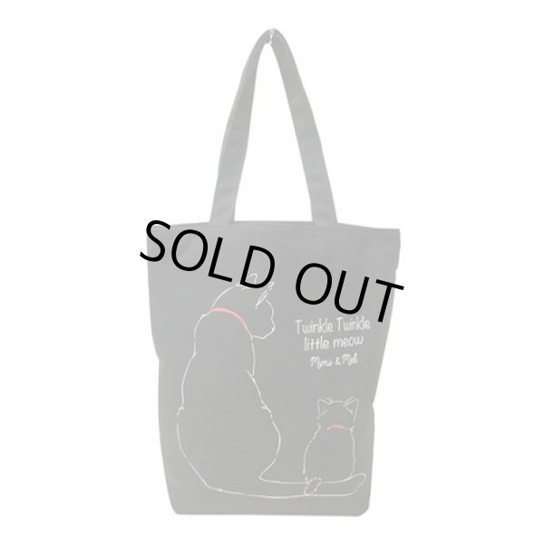 画像2: ＜親子猫＞レディースかわいいイラストトートバッグ／黒 (2)