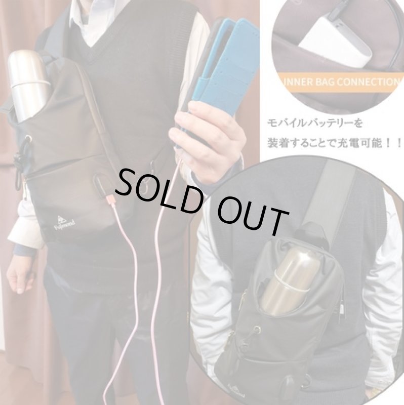 画像6: オックスフォード素材ボトルポケット付き機能的なボディバッグ (6)
