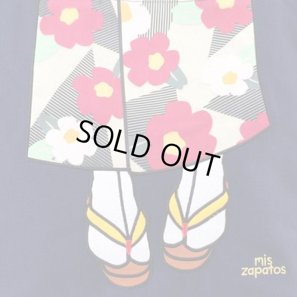 画像5: ＜mis zapatos＞モダンな花柄着物トートバッグ／ネイビー (5)