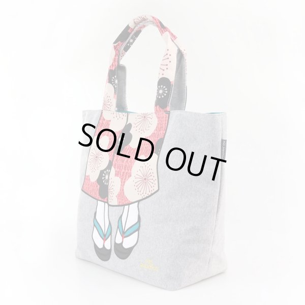 画像6: ＜mis zapatos＞モダンな花柄着物トートバッグ／ネイビー (6)