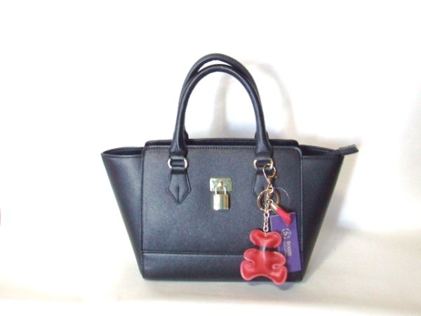 画像4: 高級感ある合皮バッグチャーム（くま）ストラップ／レッド (4)