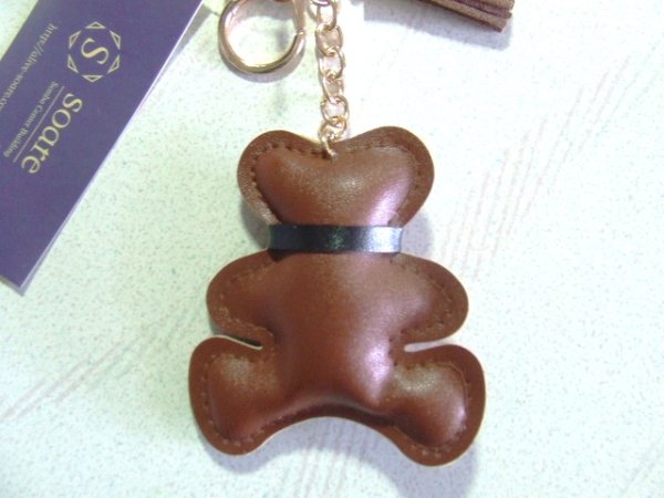 画像3: 高級感ある合皮バッグチャーム（くま）ストラップ／ブラウン (3)