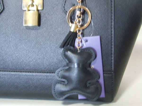 画像5: 高級感ある合皮バッグチャーム（くま）ストラップ／ブラック (5)