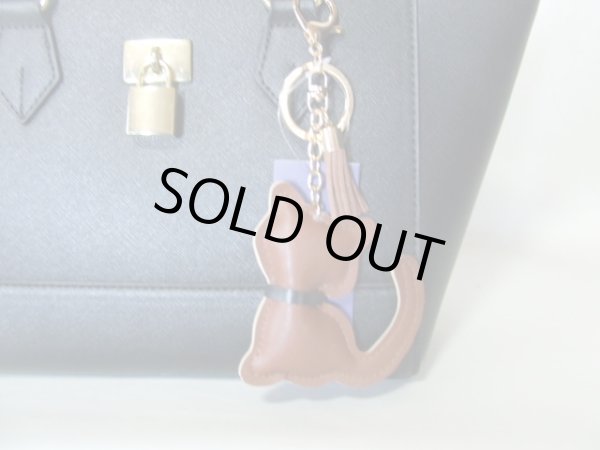 画像5: 愛猫家におすすめ！高級感ある 合皮バッグチャーム（猫）ストラップ／ブラウン＜送料無料＞  (5)