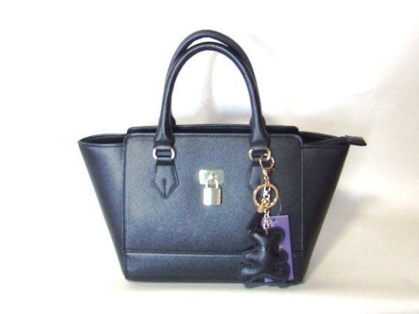 画像4: 高級感ある合皮バッグチャーム（くま）ストラップ／ブラック (4)